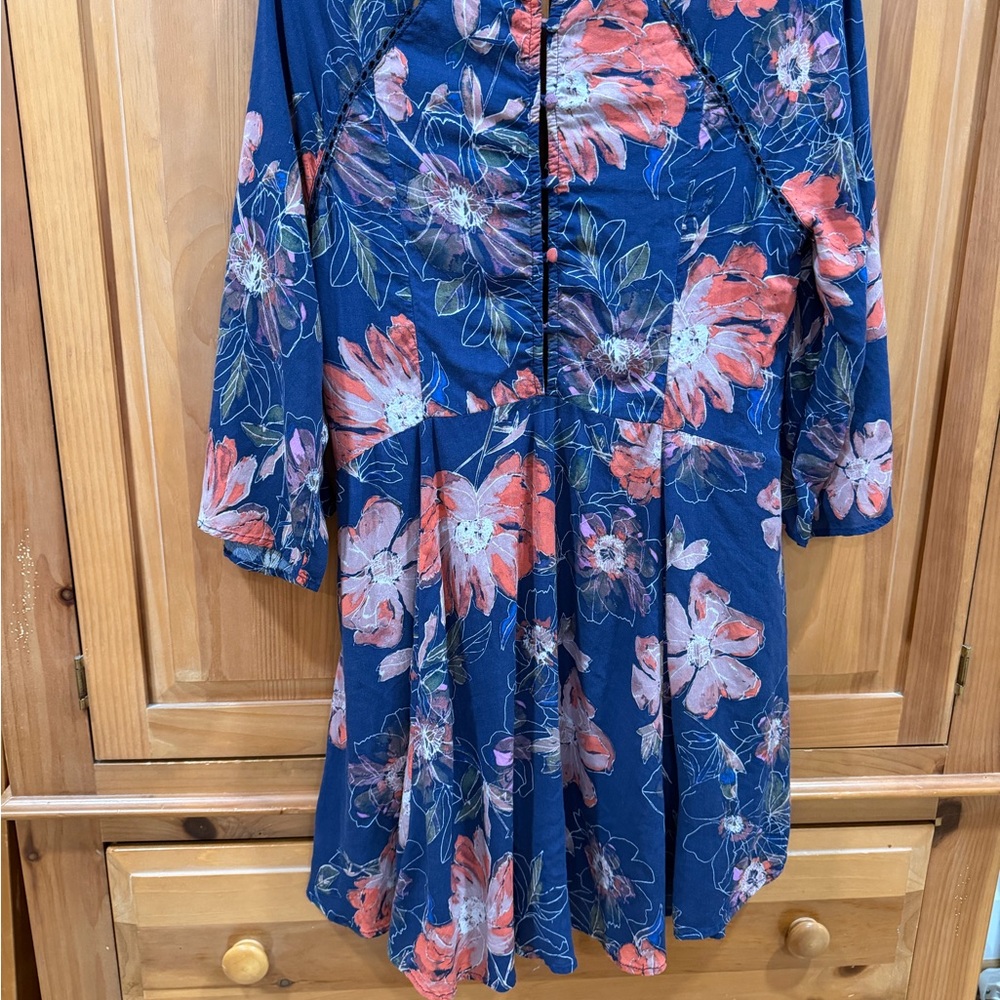 Free People Navy Floral Mini Dress - Picture 3 of 3